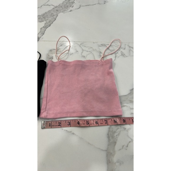 Zara Ribbed Crop Tank Top Bundle Black Pink Small Sleeveless Cami Casual - Picture 3 of 8